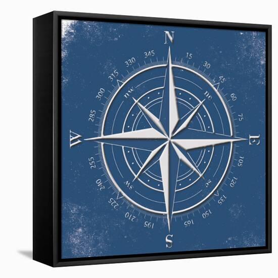 Coastal Pop Compass-Jace Grey-Framed Stretched Canvas