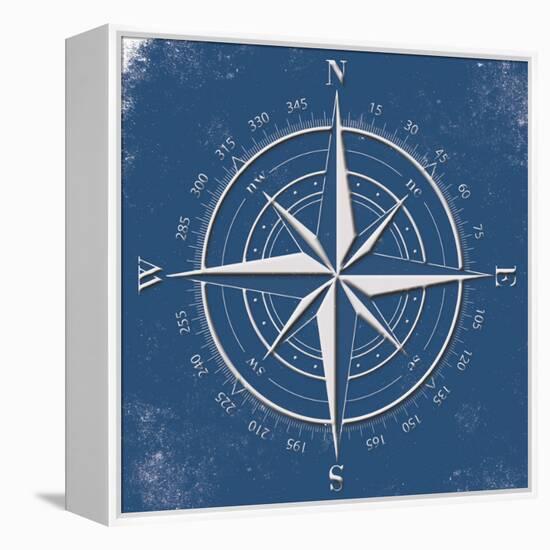 Coastal Pop Compass-Jace Grey-Framed Stretched Canvas