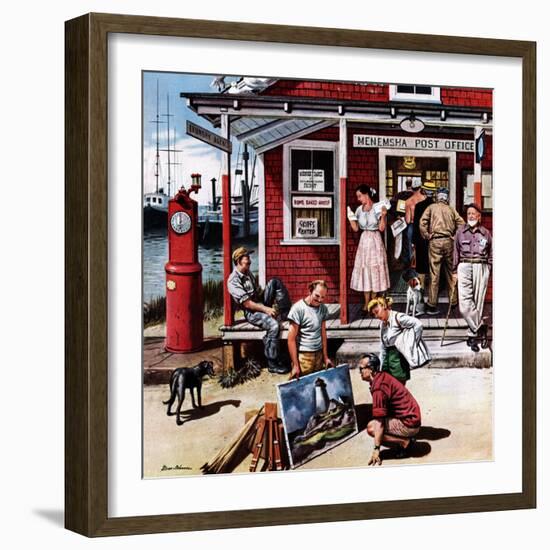 "Coastal Postal Office", August 26, 1950-Stevan Dohanos-Framed Premium Giclee Print