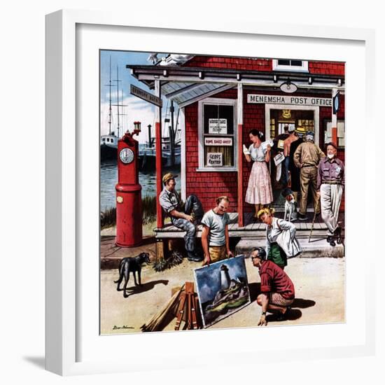 "Coastal Postal Office", August 26, 1950-Stevan Dohanos-Framed Premium Giclee Print