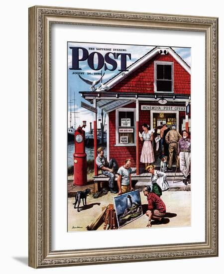 "Coastal Postal Office" Saturday Evening Post Cover, August 26, 1950-Stevan Dohanos-Framed Giclee Print