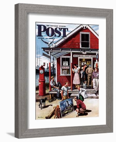 "Coastal Postal Office" Saturday Evening Post Cover, August 26, 1950-Stevan Dohanos-Framed Giclee Print