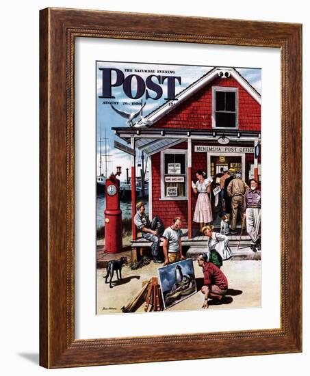 "Coastal Postal Office" Saturday Evening Post Cover, August 26, 1950-Stevan Dohanos-Framed Giclee Print