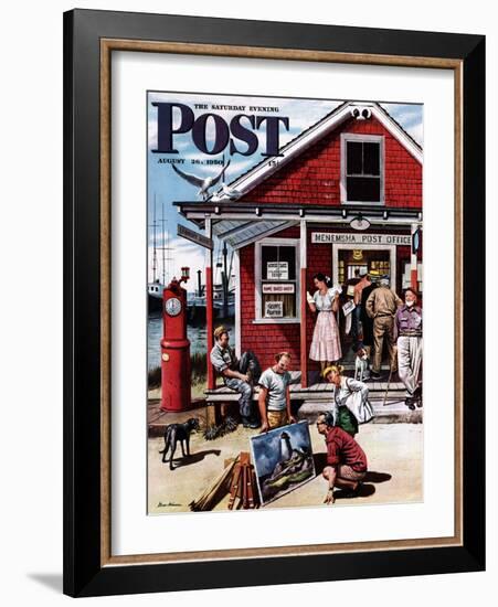 "Coastal Postal Office" Saturday Evening Post Cover, August 26, 1950-Stevan Dohanos-Framed Giclee Print