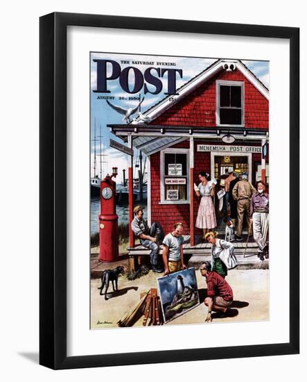 "Coastal Postal Office" Saturday Evening Post Cover, August 26, 1950-Stevan Dohanos-Framed Giclee Print