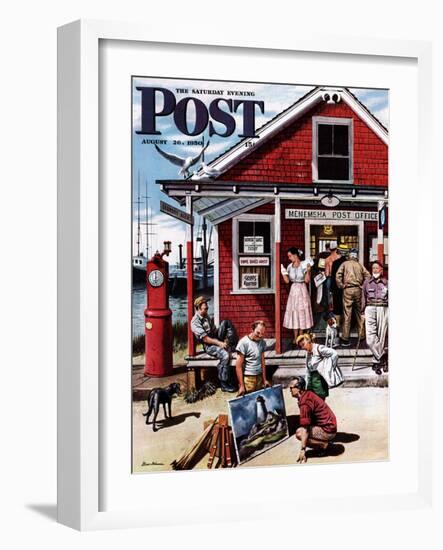 "Coastal Postal Office" Saturday Evening Post Cover, August 26, 1950-Stevan Dohanos-Framed Giclee Print