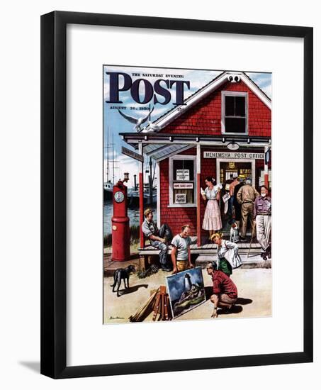 "Coastal Postal Office" Saturday Evening Post Cover, August 26, 1950-Stevan Dohanos-Framed Giclee Print