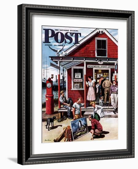 "Coastal Postal Office" Saturday Evening Post Cover, August 26, 1950-Stevan Dohanos-Framed Giclee Print