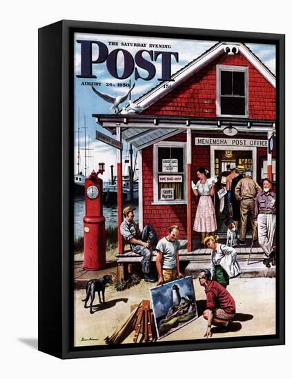 "Coastal Postal Office" Saturday Evening Post Cover, August 26, 1950-Stevan Dohanos-Framed Premier Image Canvas