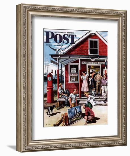 "Coastal Postal Office" Saturday Evening Post Cover, August 26, 1950-Stevan Dohanos-Framed Giclee Print