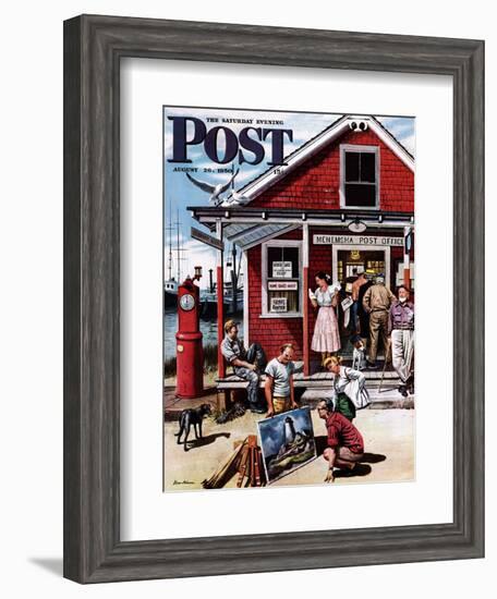 "Coastal Postal Office" Saturday Evening Post Cover, August 26, 1950-Stevan Dohanos-Framed Giclee Print