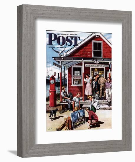 "Coastal Postal Office" Saturday Evening Post Cover, August 26, 1950-Stevan Dohanos-Framed Giclee Print