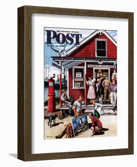 "Coastal Postal Office" Saturday Evening Post Cover, August 26, 1950-Stevan Dohanos-Framed Giclee Print