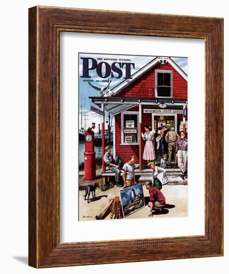 "Coastal Postal Office" Saturday Evening Post Cover, August 26, 1950-Stevan Dohanos-Framed Giclee Print