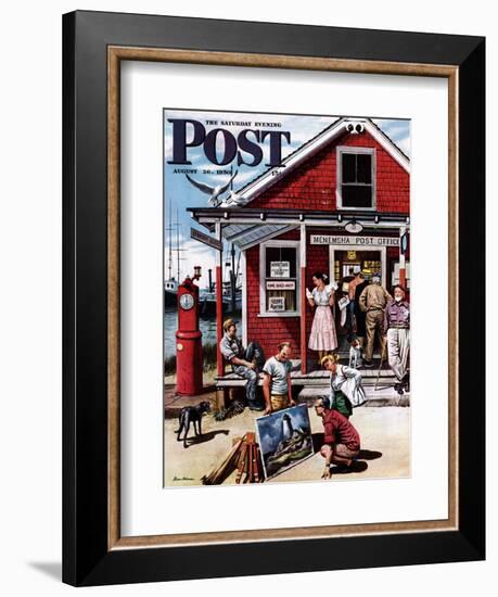 "Coastal Postal Office" Saturday Evening Post Cover, August 26, 1950-Stevan Dohanos-Framed Giclee Print