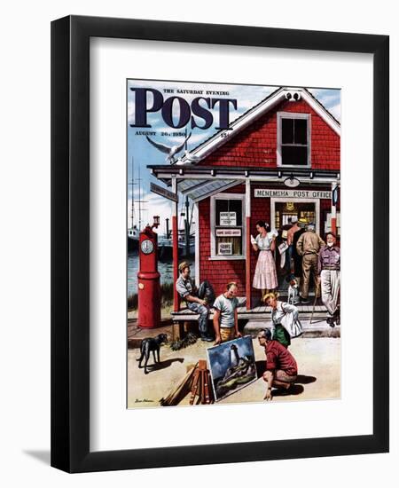 "Coastal Postal Office" Saturday Evening Post Cover, August 26, 1950-Stevan Dohanos-Framed Giclee Print