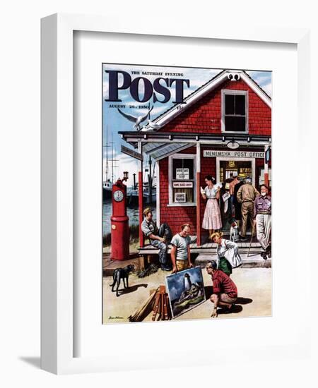 "Coastal Postal Office" Saturday Evening Post Cover, August 26, 1950-Stevan Dohanos-Framed Giclee Print