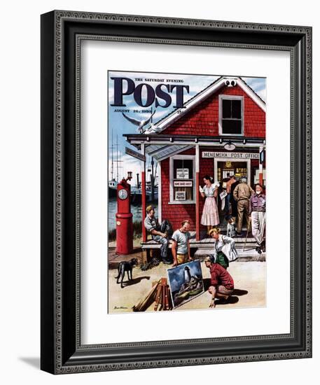 "Coastal Postal Office" Saturday Evening Post Cover, August 26, 1950-Stevan Dohanos-Framed Giclee Print