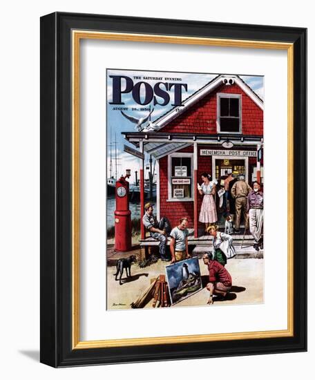 "Coastal Postal Office" Saturday Evening Post Cover, August 26, 1950-Stevan Dohanos-Framed Giclee Print