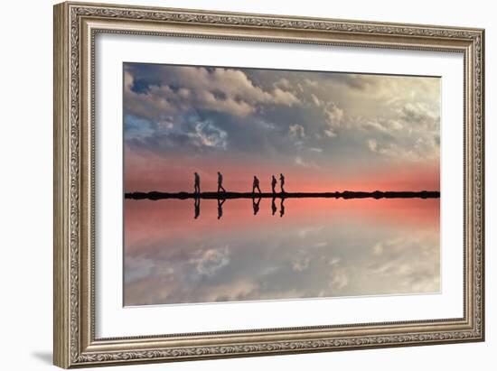 Coastal Scene with Adults-Josh Adamski-Framed Photographic Print