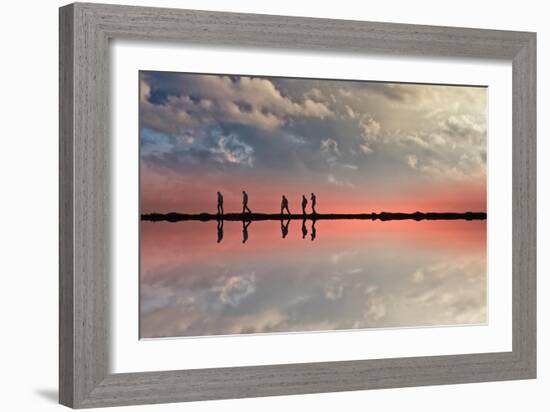 Coastal Scene with Adults-Josh Adamski-Framed Photographic Print