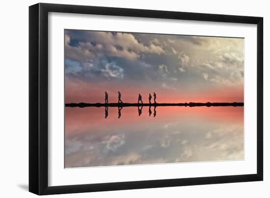 Coastal Scene with Adults-Josh Adamski-Framed Photographic Print