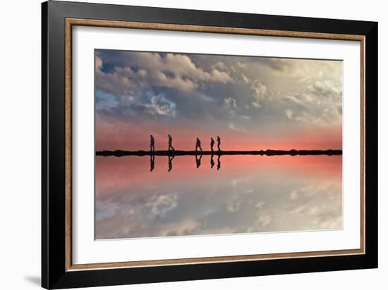 Coastal Scene with Adults-Josh Adamski-Framed Photographic Print