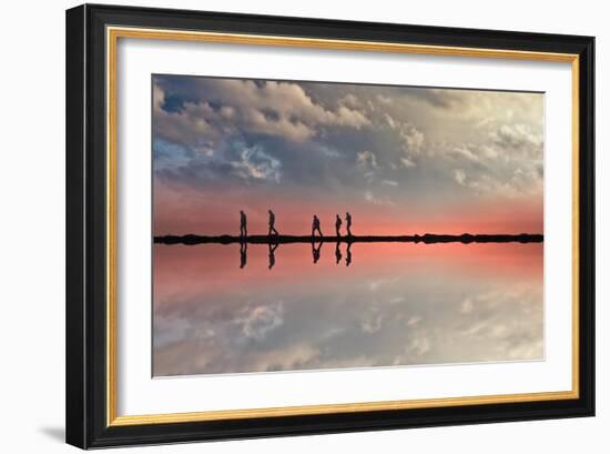 Coastal Scene with Adults-Josh Adamski-Framed Photographic Print