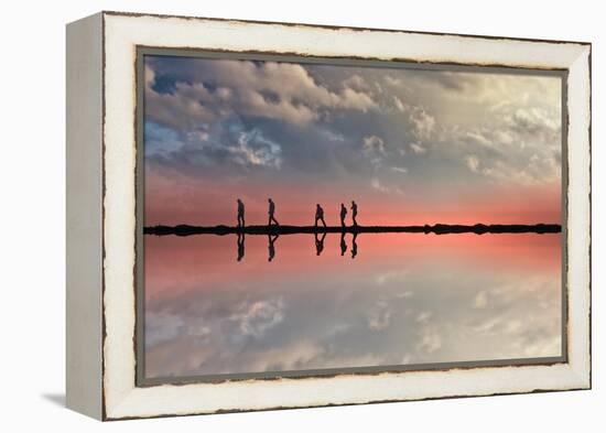 Coastal Scene with Adults-Josh Adamski-Framed Premier Image Canvas