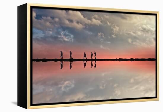 Coastal Scene with Adults-Josh Adamski-Framed Premier Image Canvas