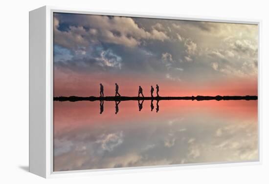 Coastal Scene with Adults-Josh Adamski-Framed Premier Image Canvas