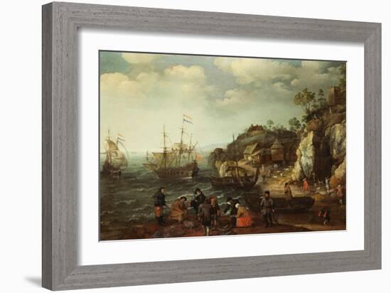 Coastal Scene with Fishermen and Huntsmen on the Shore, 1626-Adam Willaerts-Framed Giclee Print