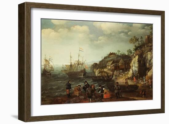 Coastal Scene with Fishermen and Huntsmen on the Shore, 1626-Adam Willaerts-Framed Giclee Print