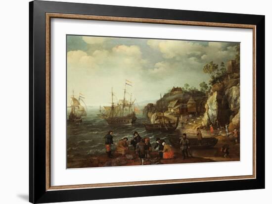 Coastal Scene with Fishermen and Huntsmen on the Shore, 1626-Adam Willaerts-Framed Giclee Print