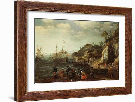 Coastal Scene with Fishermen and Huntsmen on the Shore, 1626-Adam Willaerts-Framed Giclee Print