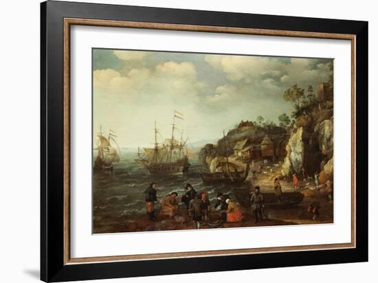 Coastal Scene with Fishermen and Huntsmen on the Shore, 1626-Adam Willaerts-Framed Giclee Print