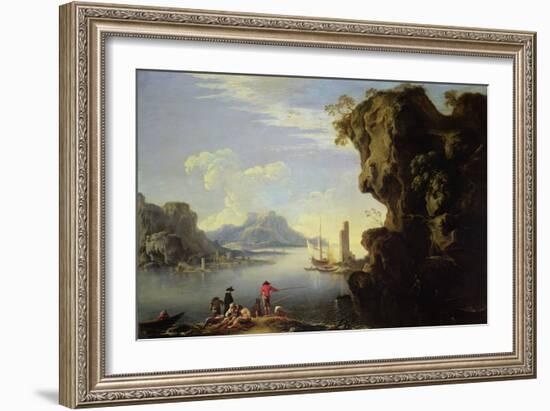 Coastal Scene with Fishermen-Salvator Rosa-Framed Giclee Print