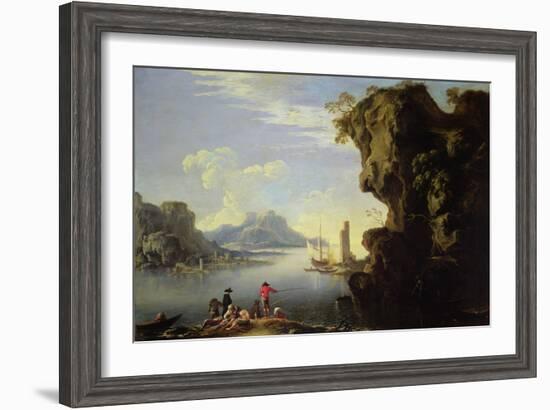 Coastal Scene with Fishermen-Salvator Rosa-Framed Giclee Print