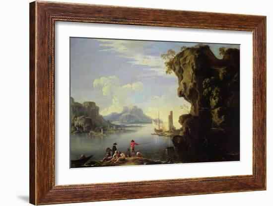 Coastal Scene with Fishermen-Salvator Rosa-Framed Giclee Print