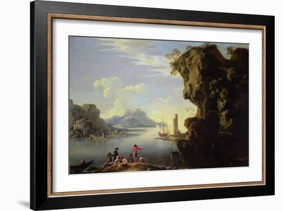 Coastal Scene with Fishermen-Salvator Rosa-Framed Giclee Print