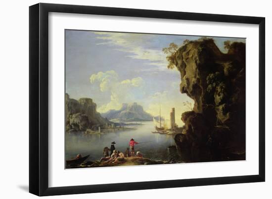 Coastal Scene with Fishermen-Salvator Rosa-Framed Giclee Print