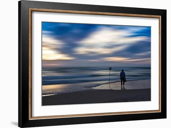 Coastal Scene with Man-Josh Adamski-Framed Photographic Print