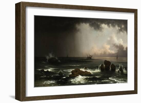 Coastal Scene with Sinking Ship, 1863-Martin Johnson Heade-Framed Giclee Print