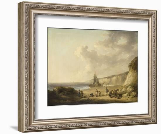 Coastal Scene with Smugglers, 1790 (Oil on Canvas on Panel)-George Morland-Framed Giclee Print