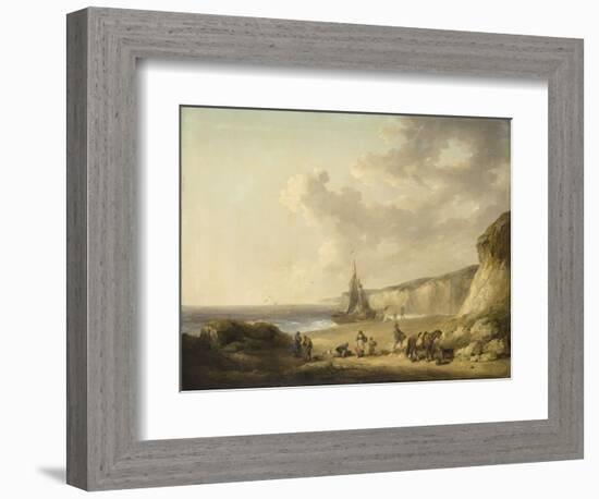 Coastal Scene with Smugglers, 1790 (Oil on Canvas on Panel)-George Morland-Framed Giclee Print