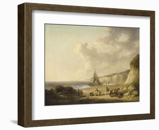 Coastal Scene with Smugglers, 1790 (Oil on Canvas on Panel)-George Morland-Framed Giclee Print