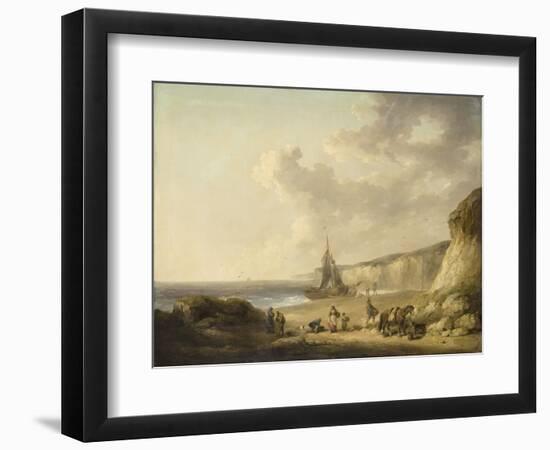 Coastal Scene with Smugglers, 1790 (Oil on Canvas on Panel)-George Morland-Framed Giclee Print