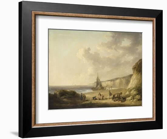 Coastal Scene with Smugglers, 1790 (Oil on Canvas on Panel)-George Morland-Framed Giclee Print