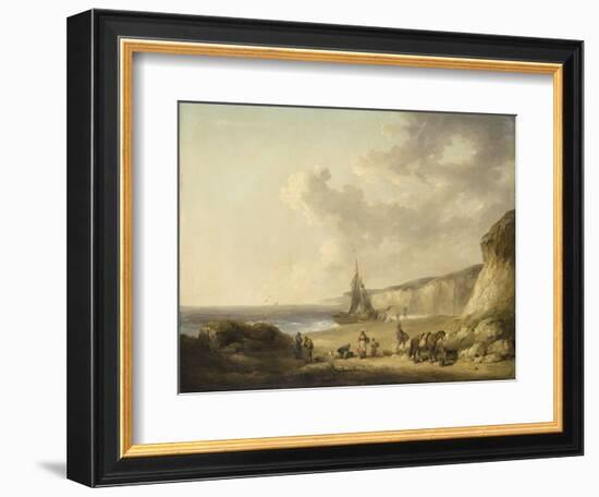 Coastal Scene with Smugglers, 1790 (Oil on Canvas on Panel)-George Morland-Framed Giclee Print