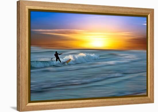 Coastal Scene with Surfer-Josh Adamski-Framed Premier Image Canvas